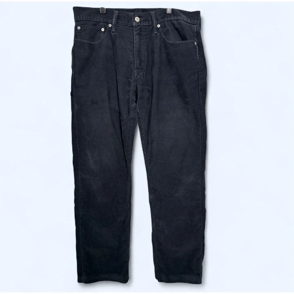 Levi's 514 Corduroy Pants Men's 33x30 Navy Blue‎ Straight Leg Y2K Dark Academia